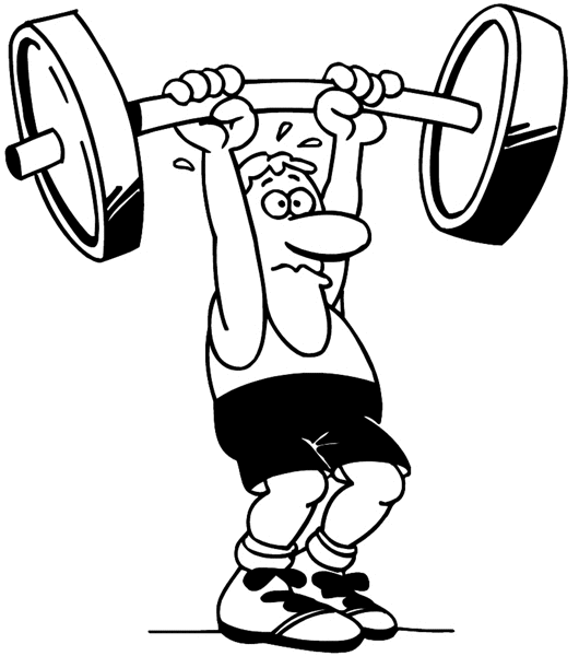 Man lifting weights vinyl sticker. Customize on line. Sports 085-1416